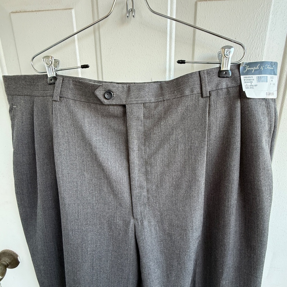 Joseph & Feiss Charcoal Gray Dress Pants | Men’s 44R | NWT | Unfinished Hem - Picture 2 of 9
